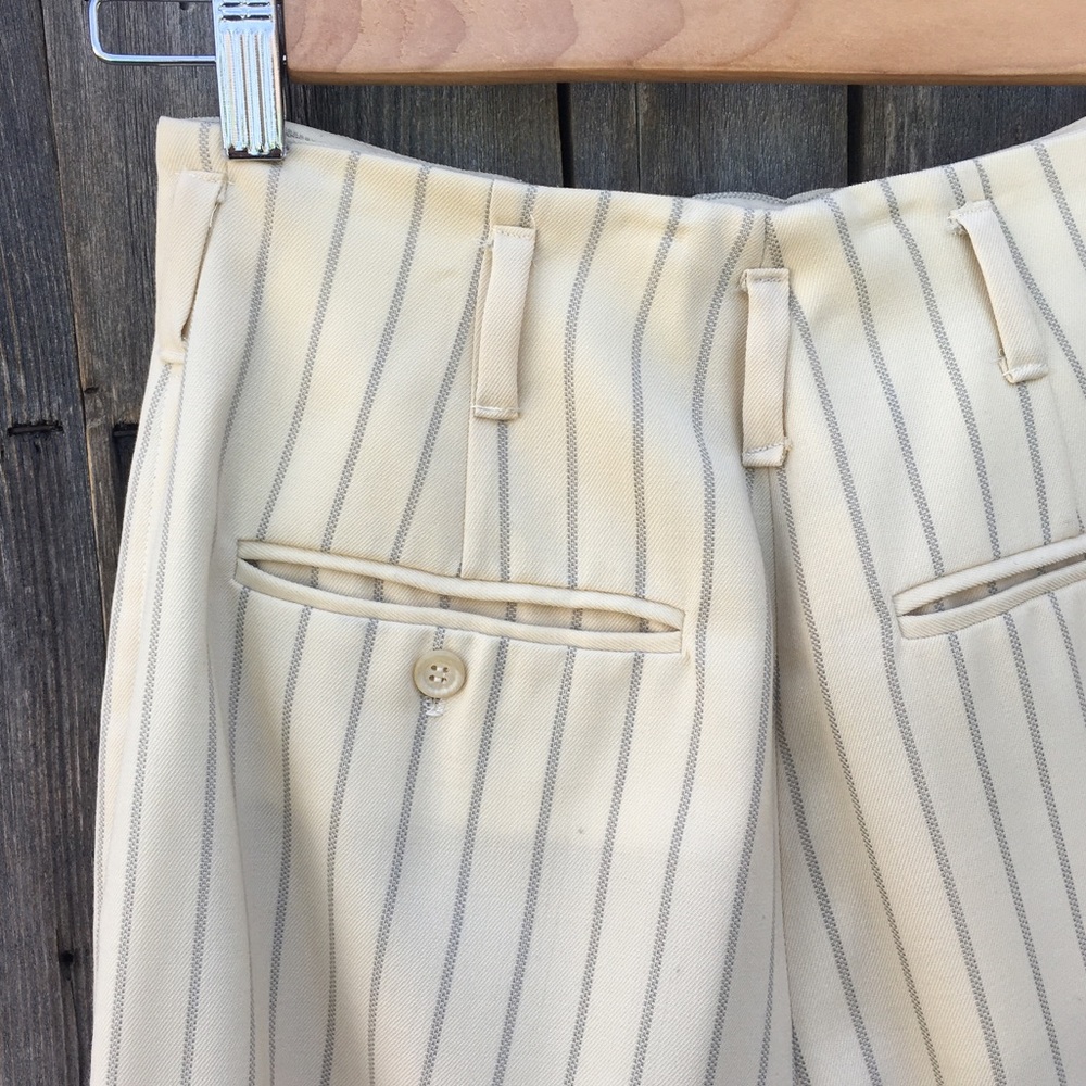 Ralph Lauren Blue Label Vintage Y2K High Rise Striped Wide Leg Pants Cream Blue - Picture 13 of 16